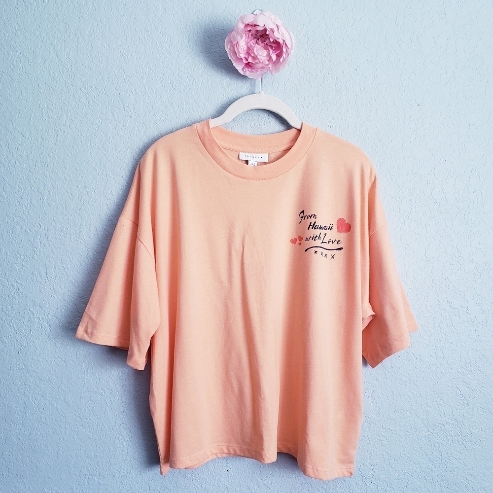 Topshop Orange From Hawaii With Love Boxy Fit Short Sleeve Tee